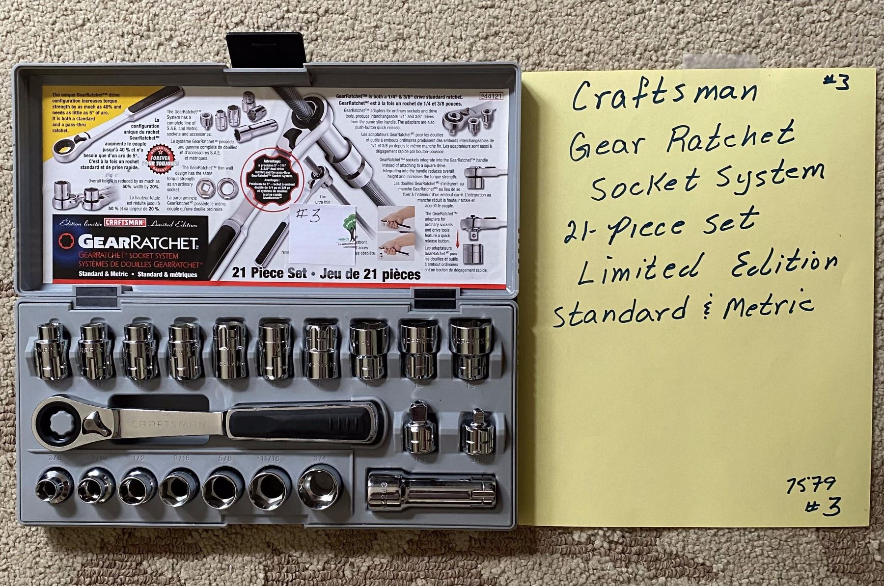 Craftsman Gear Ratchet 21 piece socket set Limited Edition/Metric/Standard