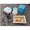 Image 1 : 4 funnels, 5 gallon water jug, 2 weed sprayers and plastic containers - nothing leaks