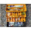 Image 2 : large tackle box with dozens of lures, jigs and extras