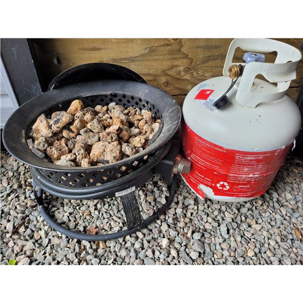 hardly used propane firepit, smaller deck size - works great, with empty tank