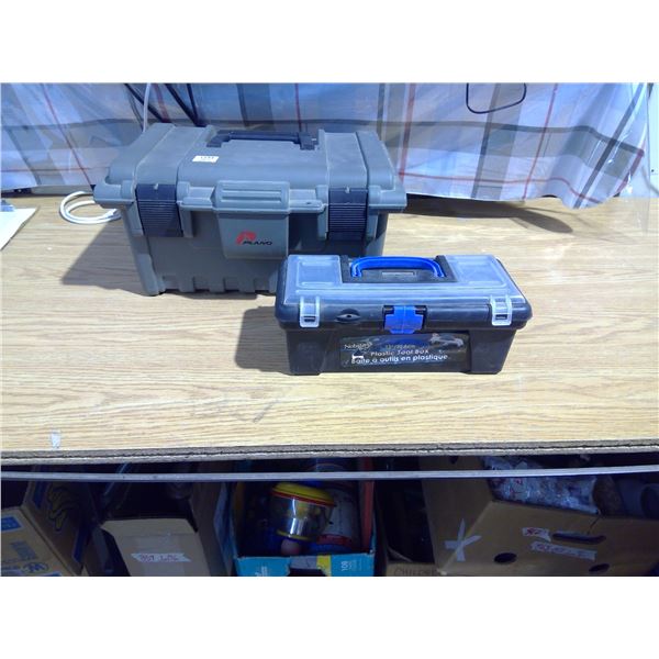 2 plastic empty toolboxes