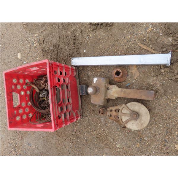 trailer hitch , pulleys and lot of steel cable