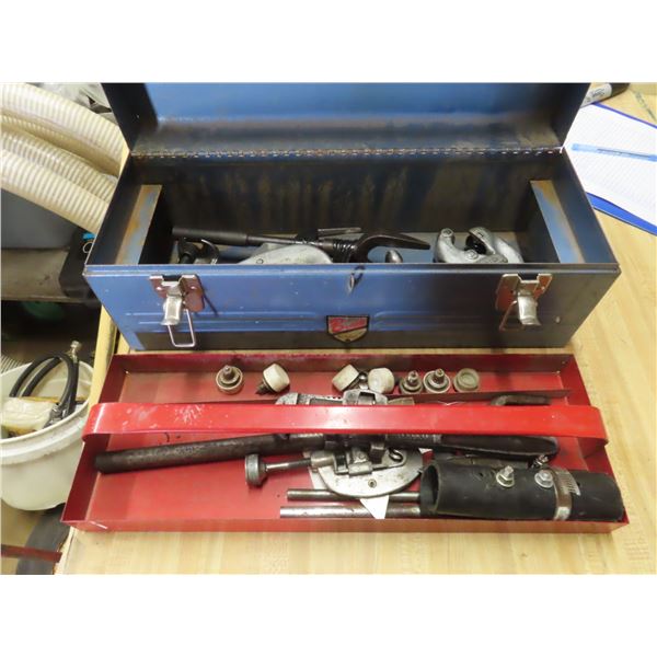 beach tool box with tie rod end puller and pipe cutter
