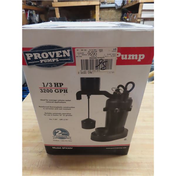 new 1/3 hp sump pump