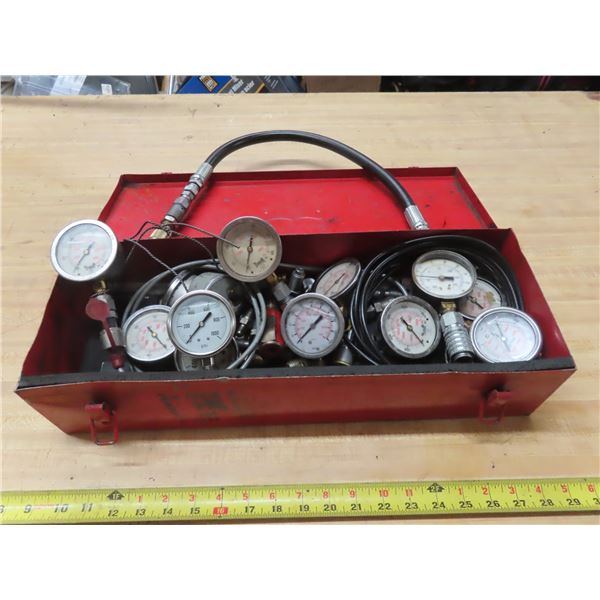 large lot of pressure testing valves and gauges