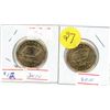 Image 1 : Lot of 2 (2010 saskatchwan roughriders) loonies