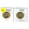 Image 1 : Lot fo 2 , 2022 oscar peterson loonies- coloured