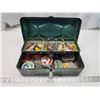 Image 1 : Green metal tackle box, c/w accessories