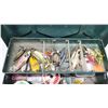 Image 2 : Green metal tackle box, c/w accessories