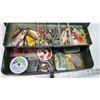 Image 4 : Green metal tackle box, c/w accessories
