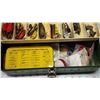 Image 3 : Green metal tackle box, c/w accessories