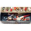 Image 3 : Green metal tackle box, c/w accessories