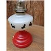 Image 3 : Vintage WhiteFlame Light Co. Red base, ScottishTerrier Dog pattern. 11 Inch oil lamp