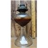 Image 1 : Antique Ribbed Pattern Glass Kerosene oil lamp - Queen Mary burner