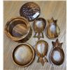 Image 2 : Vintage wood serving dish with lid, bowl and pineapple shaped serving dishes