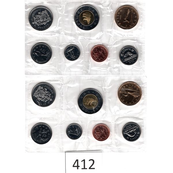 Two Sets 1998 Seven Coins Toonie, Loonie, Fifty Cent Piece, Quarter, Dime, Nickel, Penny