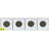 Image 1 : Set of 4 CDN 1 cent large pennies
