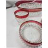 Image 3 : Bundle of red accented decorative glass-wares - serving bowl, bowls, cups