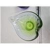 Image 2 : Blown glass décor items - cobalt blue purse & Green bowl
