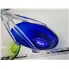 Image 3 : Blown glass décor items - cobalt blue purse & Green bowl