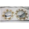 Image 1 : 2 Curved mirrors, in décor metal frames - 15" & 17" across