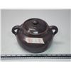 Image 1 : Dark brown bean pot - no chips or visible cracks - Stamped, Redcliff Alberta potteries