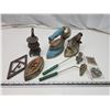 Image 1 : 3 Assorted vintage Sad irons - 1 Coleman, and some cast iron items