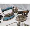 Image 6 : 3 Assorted vintage Sad irons - 1 Coleman, and some cast iron items
