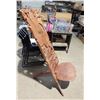 Image 2 : Large 2pc hand carved wooden decorative chair - 51"H x 25"W x 36"D