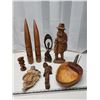 Image 1 : Collection of wooden figurines and nut cracker bowl