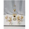 Image 1 : Gold Leaf accented, glass decanter set - c/w 6 wine glasses