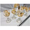 Image 2 : Gold Leaf accented, glass decanter set - c/w 6 wine glasses