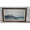 Image 1 : Vintage framed glass print, Lakeside landscape - 25.5"x15.5"