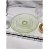 Image 3 : Assorted glass wares - Carnival glass serving dish, Green depression glass, etc.