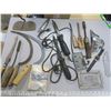 Image 1 : assorted tools and hardware - sickles, soldering irons, etc.