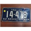 Image 1 : 1962 sask.plate trailer 14-478
