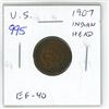 Image 1 : U.S. 1907 Indian Head Cent. EF-40. Nice.
