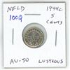 Image 1 : Newfoundland. 1944c Silver 5 Cents. Issued during World War II in Ottawa because of the war. AU-50. 