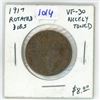 Image 1 : 1917 Canadian Large Cent. Minted during World War I. Rotated Dies. VF-30. Nicely Toned.