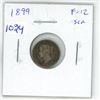 Image 1 : 1899 Canadian Victorian Silver 5 Cents. F-12. Scratches on reverse.