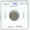 Image 1 : 1915 Canadian Silver 5 Cents. Key Date. VG-10.