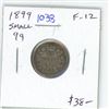 Image 1 : 1899 Small 99 Canadian Victorian Silver 10 Cents. F-12.