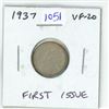 Image 1 : 1937 Canadian Silver 10 Cents. First issue for new King George VI. VF-20.