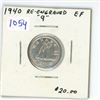Image 1 : 1940 Re-Engraved 9 Canadian Silver 10 Cents. EF-40. Scarce.