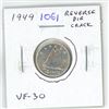 Image 1 : 1949 Canadian Silver 10 Cents with major Reverse Die Crack. VF-30.