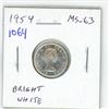 Image 1 : 1954 Canadian Silver 10 Cents. MS-63. Bright White.