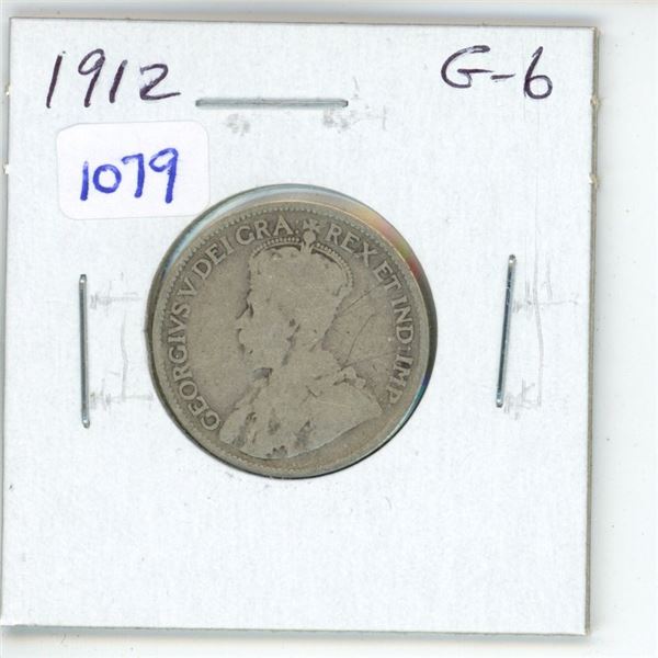 1912 Canadian Silver 25 Cents. G-6.