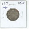 Image 1 : 1916 Canadian Silver 25 Cents. Minted during World War I. VG-8.