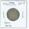 Image 1 : 1921 Canadian Silver 25 Cents. Key Date. Mintage of 597,337. VG-8.