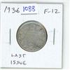 Image 1 : 1936 Canadian Silver 25 Cents. Last issue of King George V. F-12.